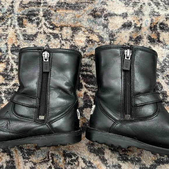 UGG Harwell‎ Black Leather Buckle Moto Winter Boots