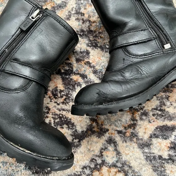 UGG Harwell‎ Black Leather Buckle Moto Winter Boots