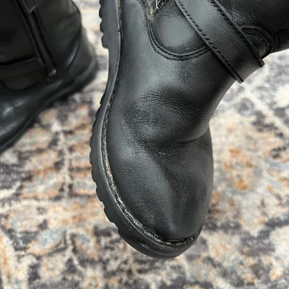 UGG Harwell‎ Black Leather Buckle Moto Winter Boots