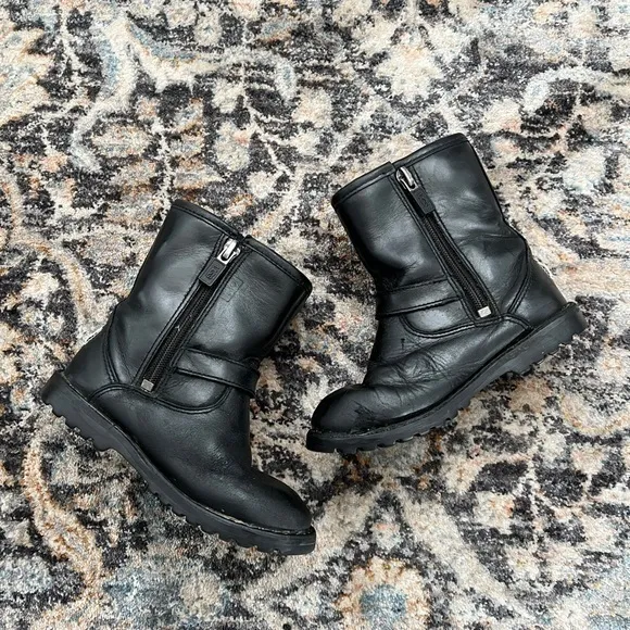 UGG Harwell‎ Black Leather Buckle Moto Winter Boots