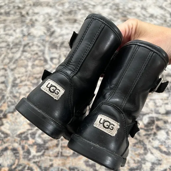 UGG Harwell‎ Black Leather Buckle Moto Winter Boots