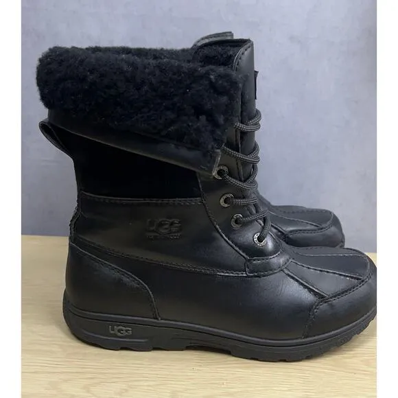 UGG Kids Winter Boots Butte II US Size 5 (Big Kids) S/N 1098890K Black