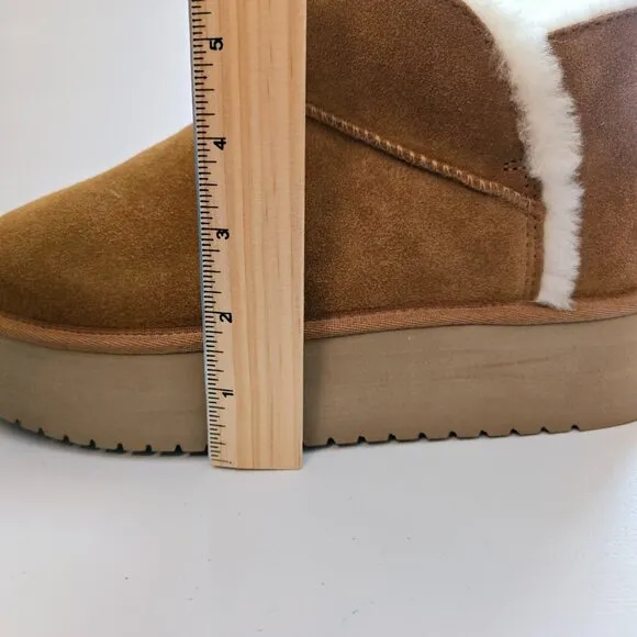 UGG Koolaburra Womens Chestnut Ultra Mini Platform Flat Heel Winter Boots Sz 9
