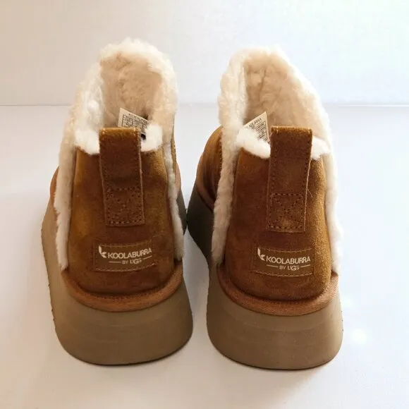UGG Koolaburra Womens Chestnut Ultra Mini Platform Flat Heel Winter Boots Sz 9