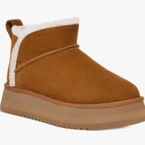 UGG Koolaburra Womens Chestnut Ultra Mini Platform Flat Heel Winter Boots Sz 9