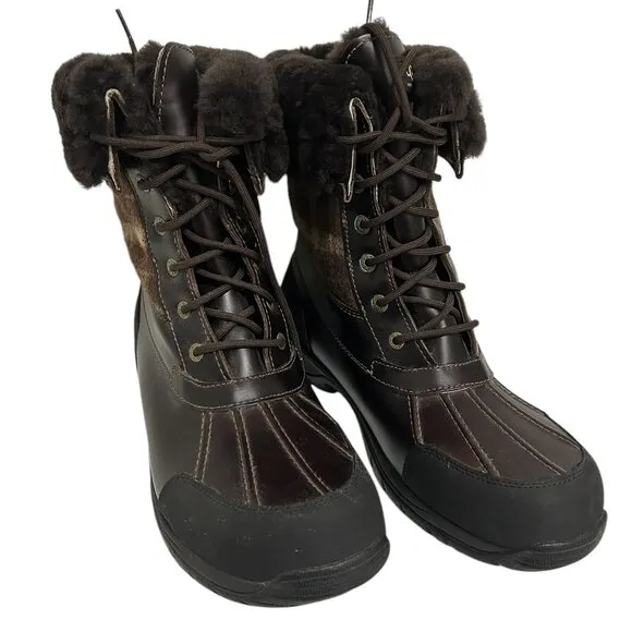 UGG Men Size 13 Brown Waterproof Fur Vibram Leather Snow Gore-Tex Boots …