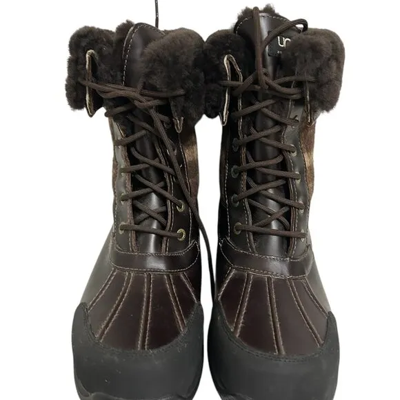 UGG Men Size 13 Brown Waterproof Fur Vibram Leather Snow Gore-Tex Boots …