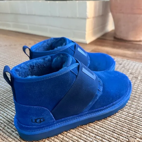 Ugg Mens Blue Neumel Mini 111939 Suede Pull On Ankle Winter Boots Size US 10
