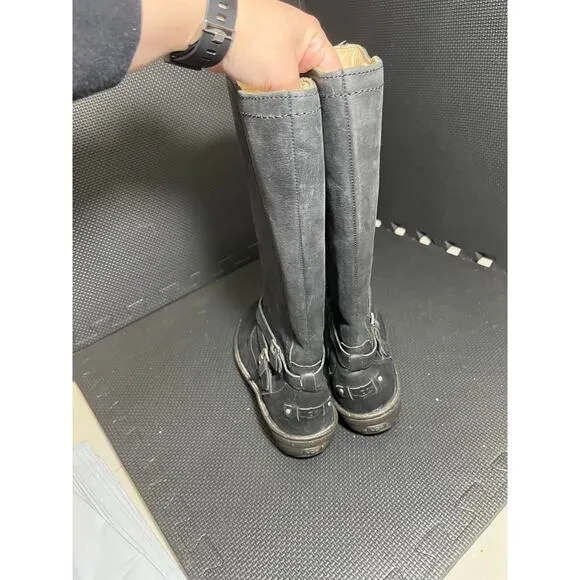 Ugg Rosen Tall Boots Women's 9 Black‎ Nubuck Leather Lined Zip Winter 1008210