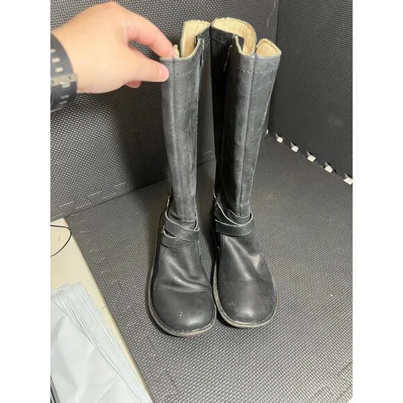 Ugg Rosen Tall Boots Women's 9 Black‎ Nubuck Leather Lined Zip Winter 1008210