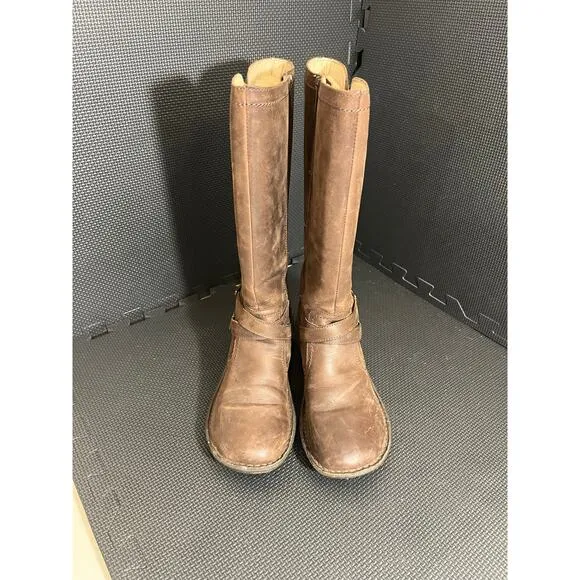 UGG Rosen Tall Lined Winter Boots Brown Leather Womens Size 9 Winter‎