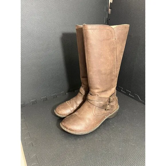 UGG Rosen Tall Lined Winter Boots Brown Leather Womens Size 9 Winter‎