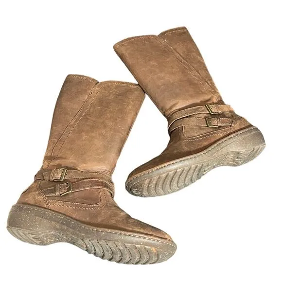UGG Rosen Tall Lined Winter Boots Brown Leather Womens Size 9 Winter‎