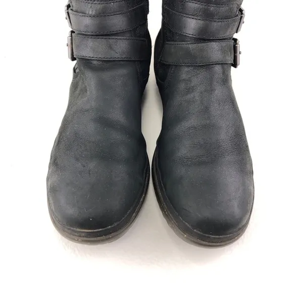 UGG Simmens Waterproof Black Leather Winter Boots 9.5
