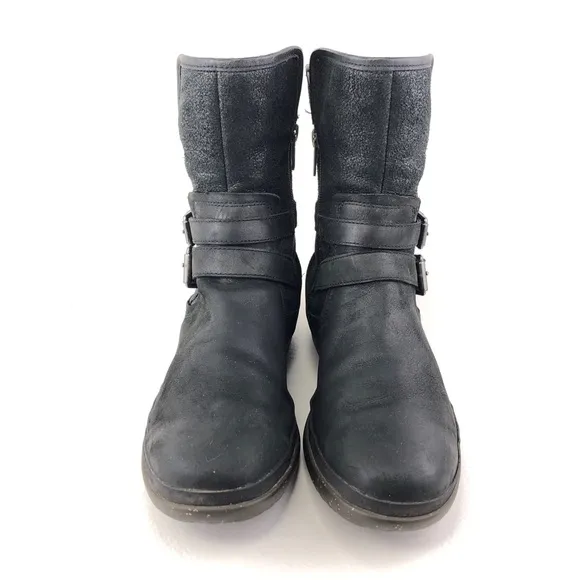 UGG Simmens Waterproof Black Leather Winter Boots 9.5