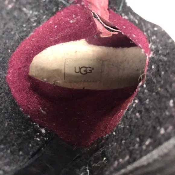 UGG Simmens Waterproof Black Leather Winter Boots 9.5