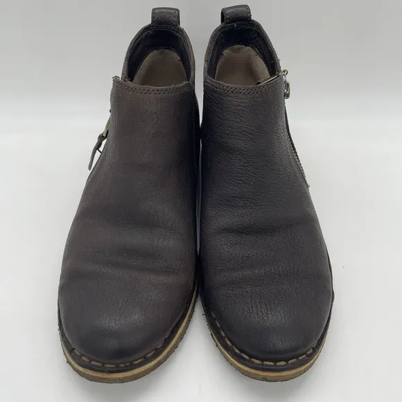 Ugg Womens 8 Shoes Clementine Brown Leather Boots Shearling Sherpa Ankle Bootie