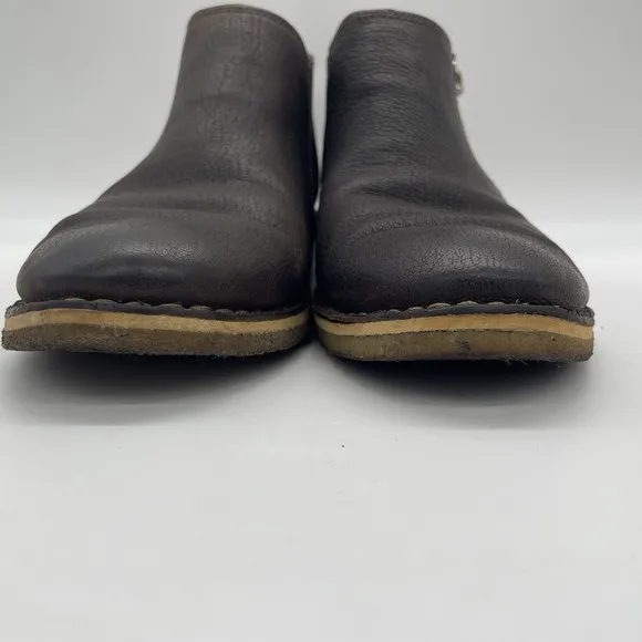 Ugg Womens 8 Shoes Clementine Brown Leather Boots Shearling Sherpa Ankle Bootie