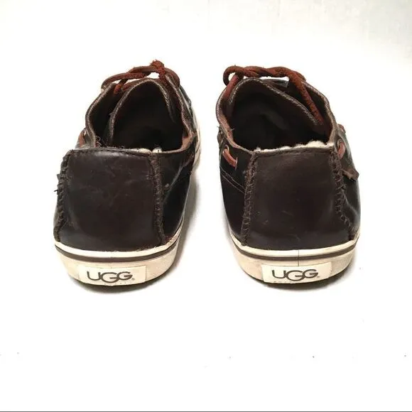 UGG brown leather boat/deck loafer shoes 11