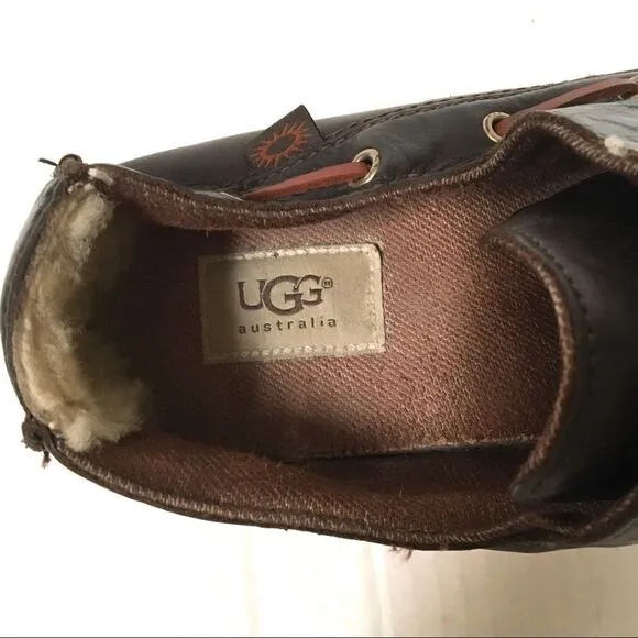 UGG brown leather boat/deck loafer shoes 11