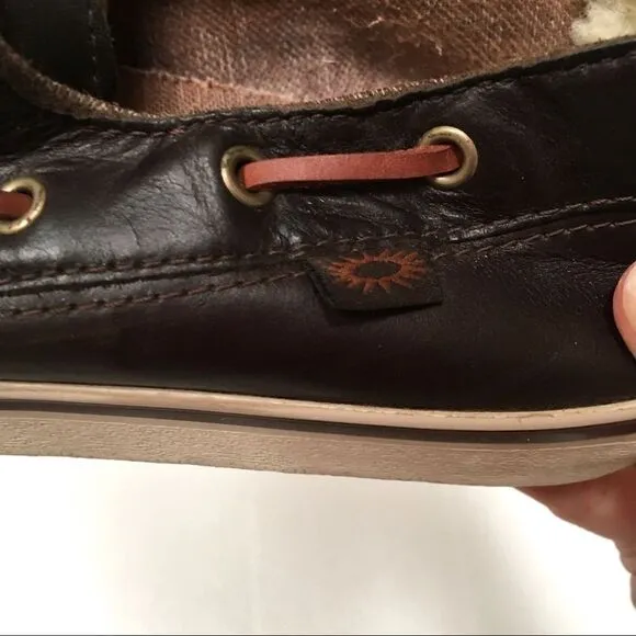 UGG brown leather boat/deck loafer shoes 11