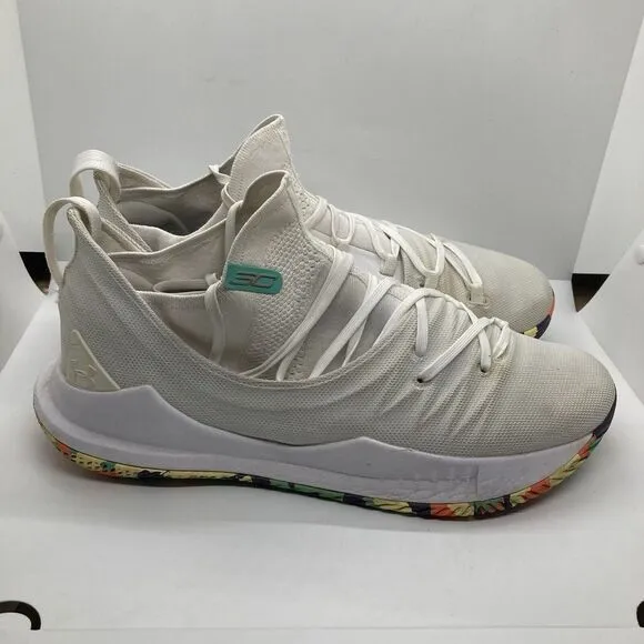 Under Armour Curry 5 Confetti Shoes 11.5 Mens White Athletic Sneaker 3020657-109