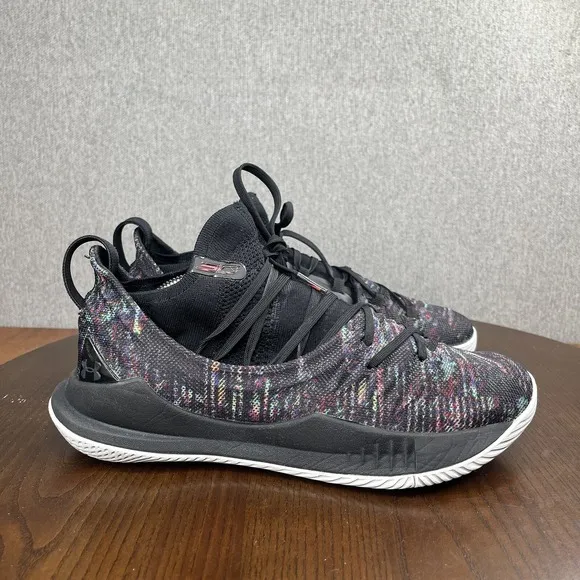 Under Armour Curry 5 Tokyo Night Shoes Men's Size 8 Black Multicolor Sneakers