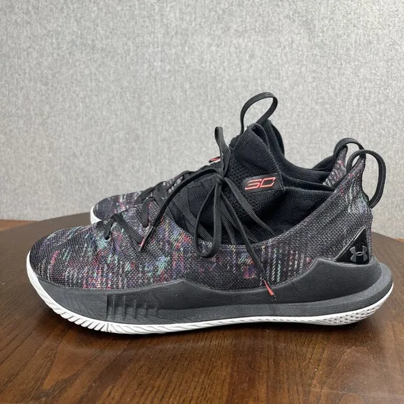 Under Armour Curry 5 Tokyo Night Shoes Men's Size 8 Black Multicolor Sneakers