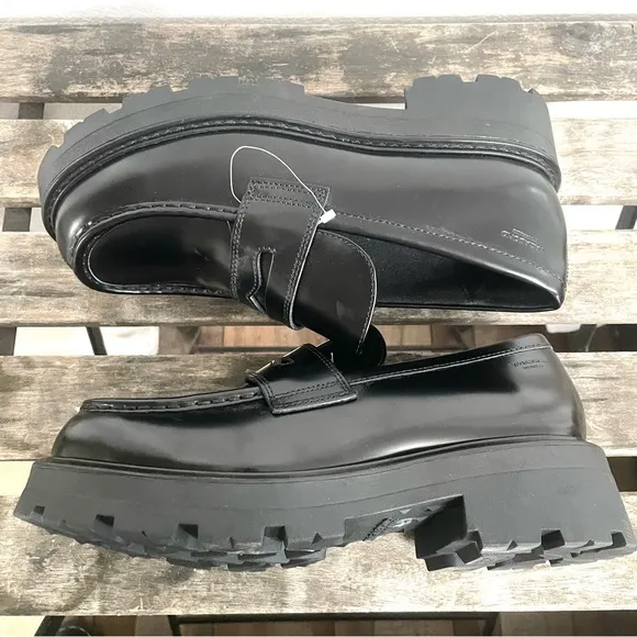 Vagabond Womens Shoes Loafers Cosmo 2.0 Black Leather Slip Loafer Size 10