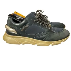 Valentino Mario Valentino Black Gold Theo Womens Designer Lace Up Sneakers Sz 10