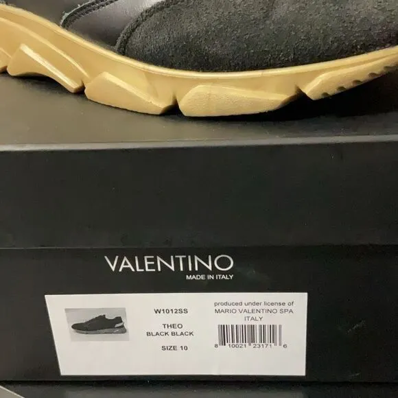 Valentino Mario Valentino Black Gold Theo Womens Designer Lace Up Sneakers Sz 10
