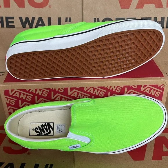 Vans Classic Slip On Neon Green Gecko/True White sneakers WMNS