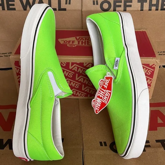 Vans Classic Slip On Neon Green Gecko/True White sneakers WMNS