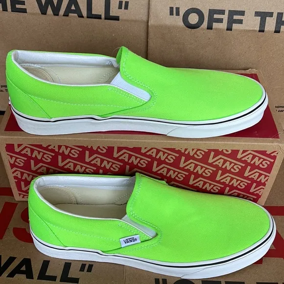Vans Classic Slip On Neon Green Gecko/True White sneakers WMNS