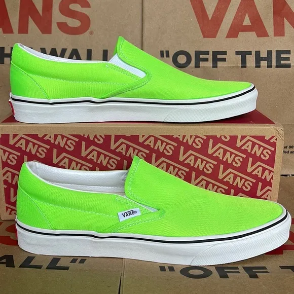 Vans Classic Slip On Neon Green Gecko/True White sneakers WMNS