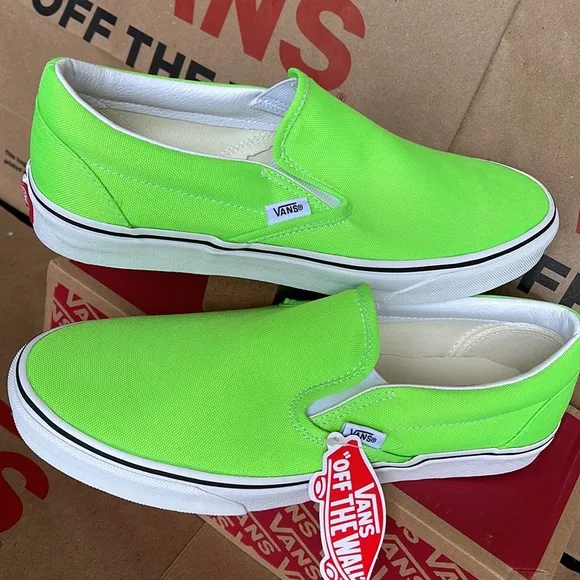 Vans Classic Slip On Neon Green Gecko/True White sneakers WMNS