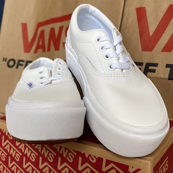 Vans Era Stacked Leather True White/True White WMNS platforms