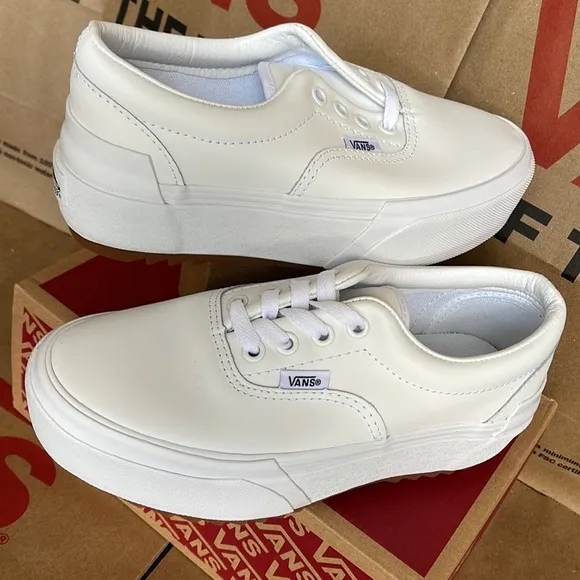 Vans Era Stacked Leather True White/True White WMNS platforms