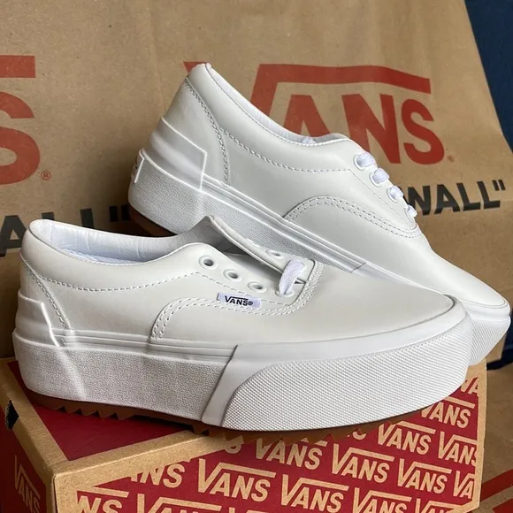 Vans Era Stacked Leather True White/True White WMNS platforms