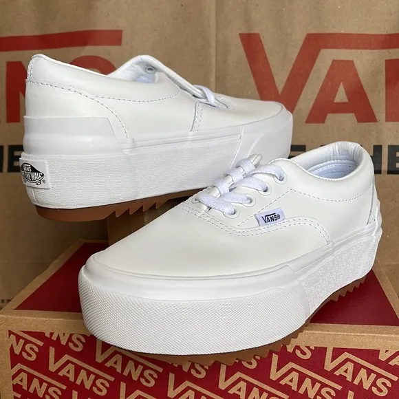 Vans Era Stacked Leather True White/True White WMNS platforms