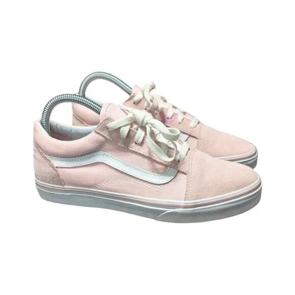 VANS Pig Suede Old Skool Shoes Sneakers Low Top Light Pink Leather Womens 7.5