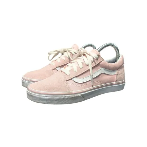 VANS Pig Suede Old Skool Shoes Sneakers Low Top Light Pink Leather Womens 7.5