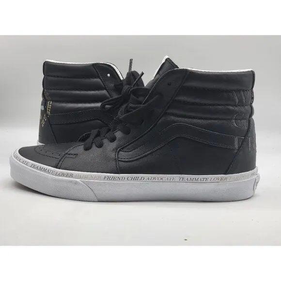 Vans Sk8-Hi Divine Energy Leather Skate Shoes Black White Mens Size 8.5