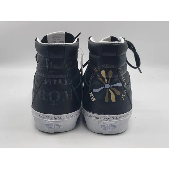 Vans Sk8-Hi Divine Energy Leather Skate Shoes Black White Mens Size 8.5