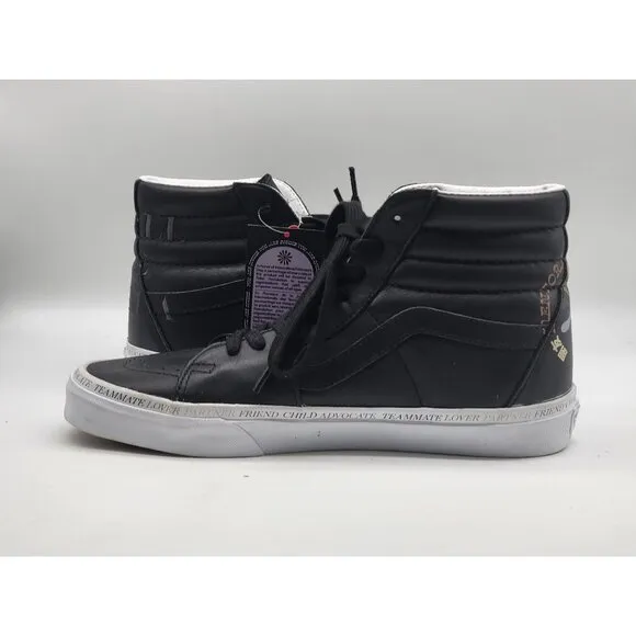 Vans Sk8-Hi Divine Energy Leather Skate Shoes Black White Mens Size 8.5
