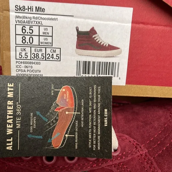 Vans Sk8-Hi MTE Blng Red/Chocolatetrt sneakers WMNS