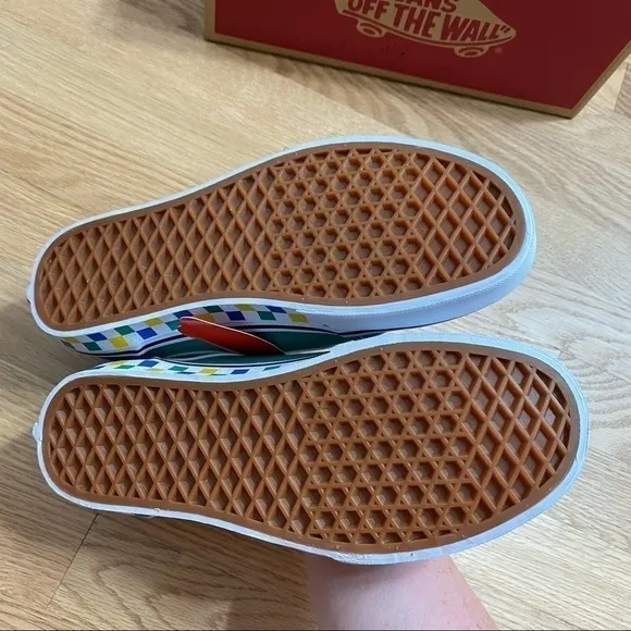 Vans Ward Primary Colors Sneakers Shoes NWT Sz 6 Youth Kids Yellow Blue Checker