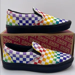 Vans WMNS Classic Multicolor Checkerboard Slip-On Shoes Sneakers Rainbow Pride