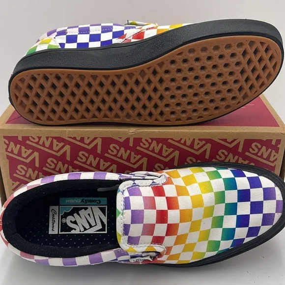 Vans WMNS Classic Multicolor Checkerboard Slip-On Shoes Sneakers Rainbow Pride