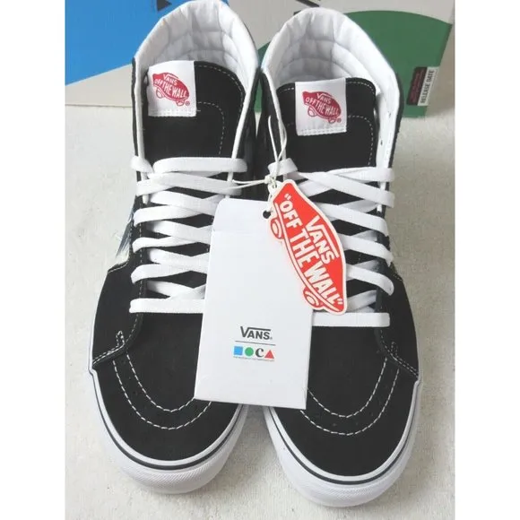 Vans x Moca Men's Frances Stark Sk8-Hi Black Canvas Suede shoes Sizes NIB